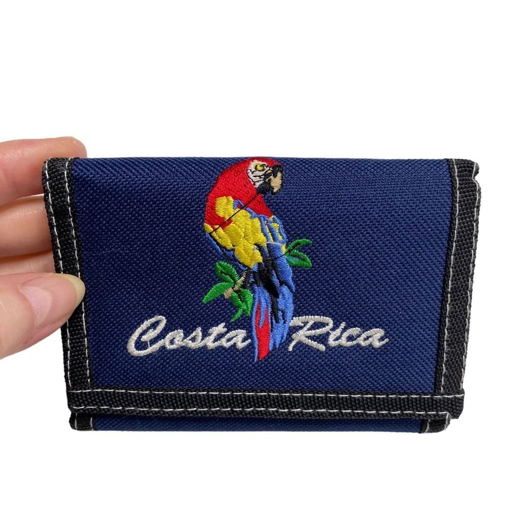 Vintage Navy Parrot Embroidered Wallet